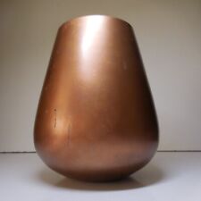 N23.415 Glass Copper Foil Container Vase Orange Red Vintage Art Deco France