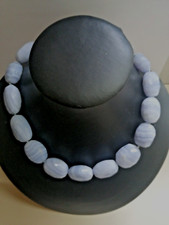 Chalcedony Chain Necklace 925 Silver 46cm
