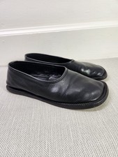 Rundholz Size 40 Black Leather Flats Slip On Shoes Women Boho Hippie