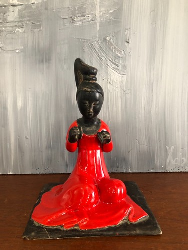 Statuette terre émaillée - en,