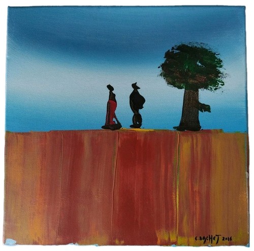 Tableau abstrait signé - , "blue