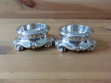 PUIFORCAT E. PARIS : 2 SALERONS / SEL et POIVRE ARGENT MASSIF POINCON MINERVE