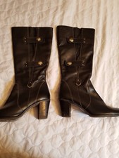 Bottes mi-longues en cuir noir