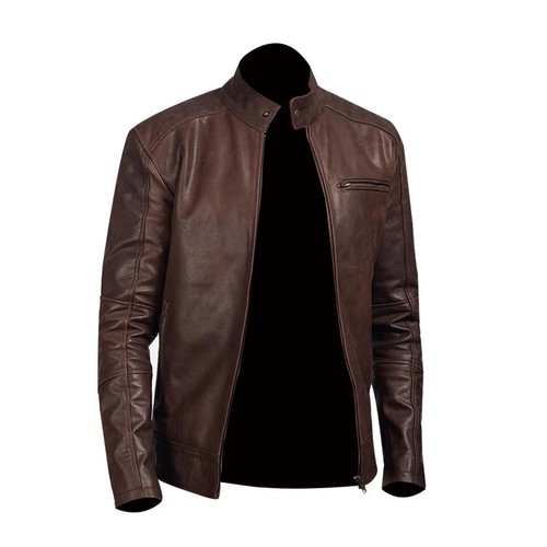 Veste cuir homme marron - cuir,