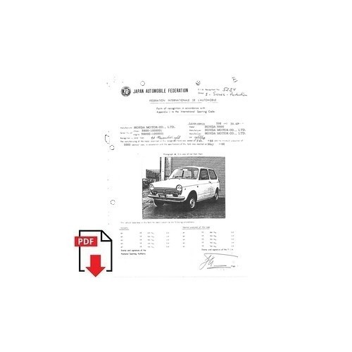 1968 honda n600 form - 1968,