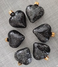 LOT DE 6 BOULES COEUR NOIR POUR SAPIN