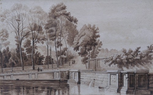 Dessin ancien vue - , abreuvoir