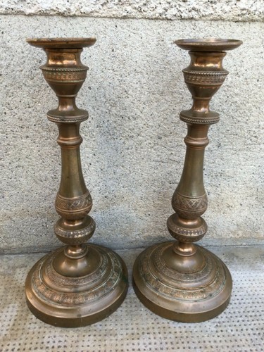 Ancienne paire bougeoirs - ancienne,