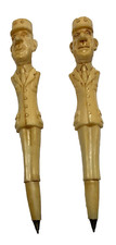 Two antique ballpoint pens with the effigy of the general "Charles DE GAULLE"
