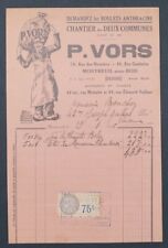 Invoice 1935 CHARCOAL BALL P VORS MONTREUIL/WOOD beautiful illustrated header 29