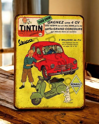 Plaque métal vintage tintin - plaque,
