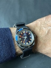 Montre Clyda automatique 35mm vintage diver noire/bleue avec NATO