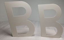 Pair of Ikea "Billy" Ivory/Creamy White Letter B Slanted Metal Bookends 9 Inches