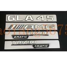Chrome Trunk Fender Emblems Badges for Mercedes Benz X156 GLA45 AMG TURBO 4MATIC