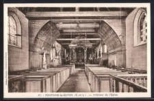 Old postcard Fontaine-la-Guyon, interior of the church 