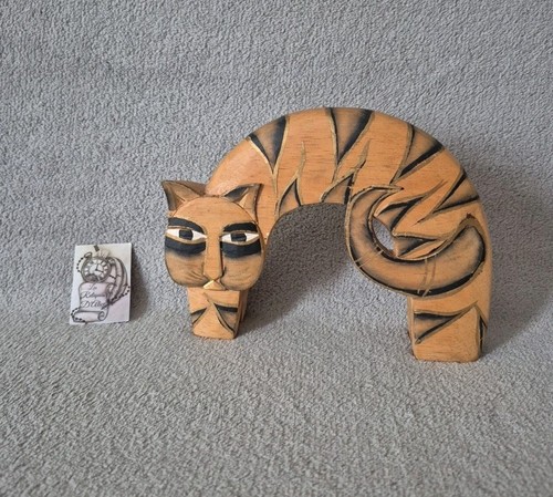 Figurine chat arrondi bois - chat,