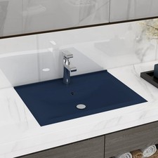 Lavabo avec Trou de Robinet Crème Mat Céramique Vasque Lave-mains vidaXL