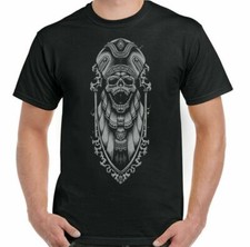 Skull T-Shirt Mens Atheist Atheism Death Order Religious Gothic Biker Motorbike
