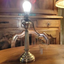 Brass and Copper Neoclassical Candle Holder Lamp. Bayonet Panties