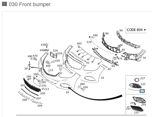 Front bumper trim strip - front,