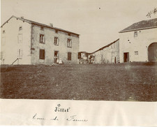 France, Vittel, Cour de Ferme Vintage Albumen Print.  11x1 Albumen Print