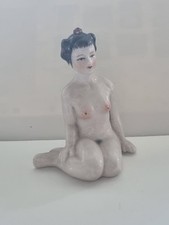 ART DECO 1920's STYLE  PORCELAIN "ASIAN LADY ~ NUDE " FIGURINE PIN CUSHION DOLL 