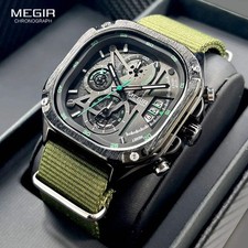 MEGIR Black Quartz Watch Men