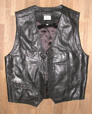 Gilet En Cuir Pour Hommes Noir