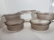 4 Tupperware Gray Microplus Hard Plastic Containers W Lids 2. 750ml + 2. 1 liter