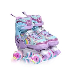 Roller Enfant Fille Patin a Roulette avec 8 Roues LumineusesStylish Licorne A...