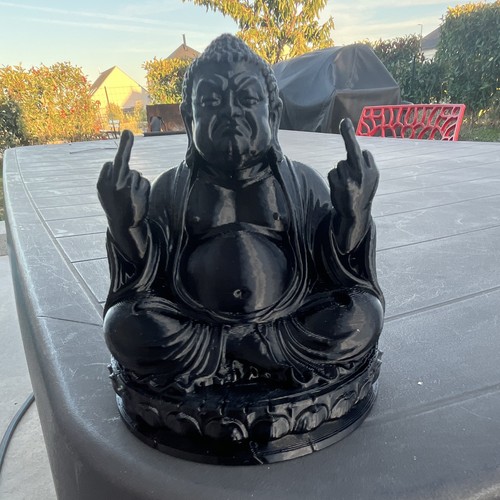 Statue bouddha assis noire - statue, en