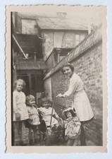 Brotherhood children doll stroller - old photo snapshot, Normandy?