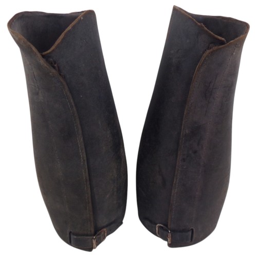 Paire guêtres cuir noir - cuir,