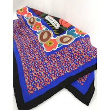 TIFFANY&CO. Grande écharpe, bleue, motif floral, effilochée