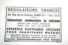 Pub Ad Paris 1948 Oil heating, regulator, FRANCEL Rue de la victoria