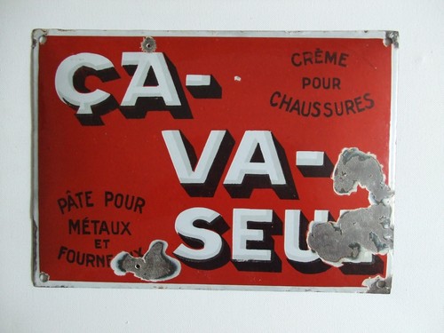 Ancienne plaque emaillee - emaillee, ca