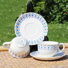 Duo of Antique Coffee Cups + Saucers Imperial and Royal Manufacture Nimy