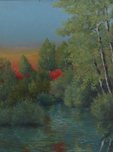 Peinture soleil couchant - peinture, couchant"