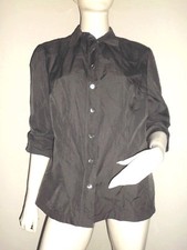 CHEMISIER FEMME KAKI TRES FONCE MANCHE 3/4 BOUTON COULEUR ASORTI TAILLE 40/42