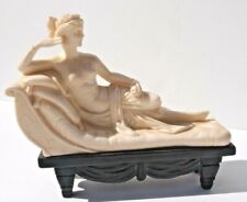 Art Deco Ivory Color Carved Roman Lady on Chaise Lounge Figurine_7" Long_6" Tall