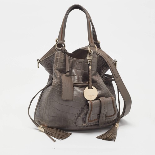 Sac seau cuir gaufré - gaufré, croco