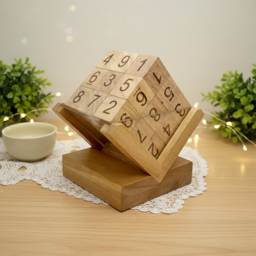 Wooden sudoku cube puzzle - wooden, /
