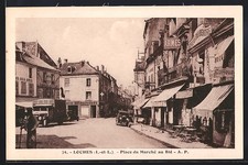 Old postcard Loches, Place du Marché au Blé 