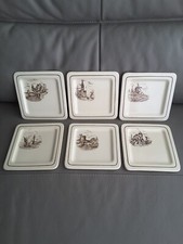 Digoin Assiette Modèle Calvados Lot de Six Assiettes Carrées 14 x 14 cm