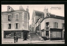 Old postcard Epernon, Rue St-Pierre & l ́Eglise 