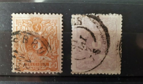 Timbres belges lion couché - :,
