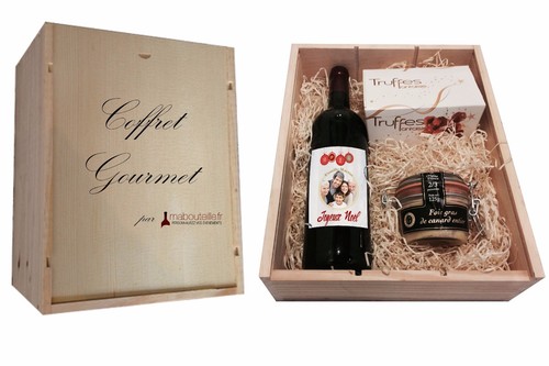 Coffret gourmet malle bois - du,