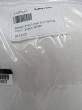 Pottery Barn Belgian Flax Linen Box Spring Cover, Queen Size White New