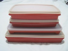 Tupperware Lot of 4 Rectangular CONTAINERS w/ Lids in Paprika 816,1292,794