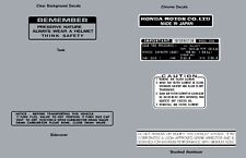 HONDA Z50 1972 WARNING LABEL (GOLD BIKE) DECAL SET K3  REPRO Z50A Soft Tail Z50J